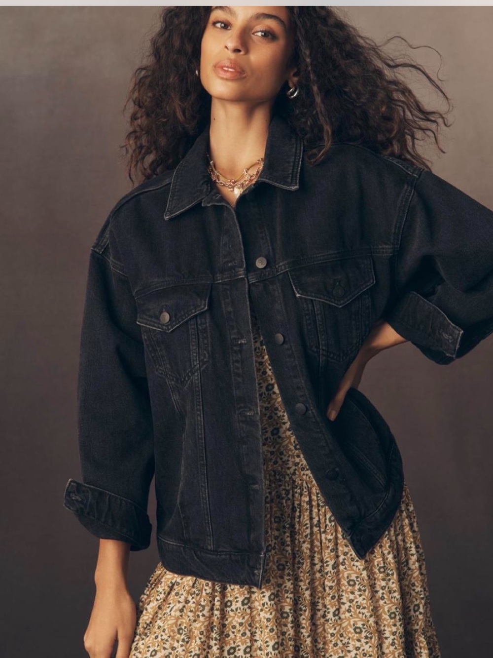 NWT Anthropologie size M/P black denim jacket